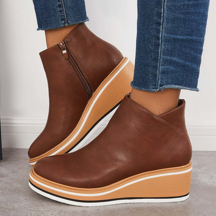 Stylish autumn wedge ankle boots – Mila