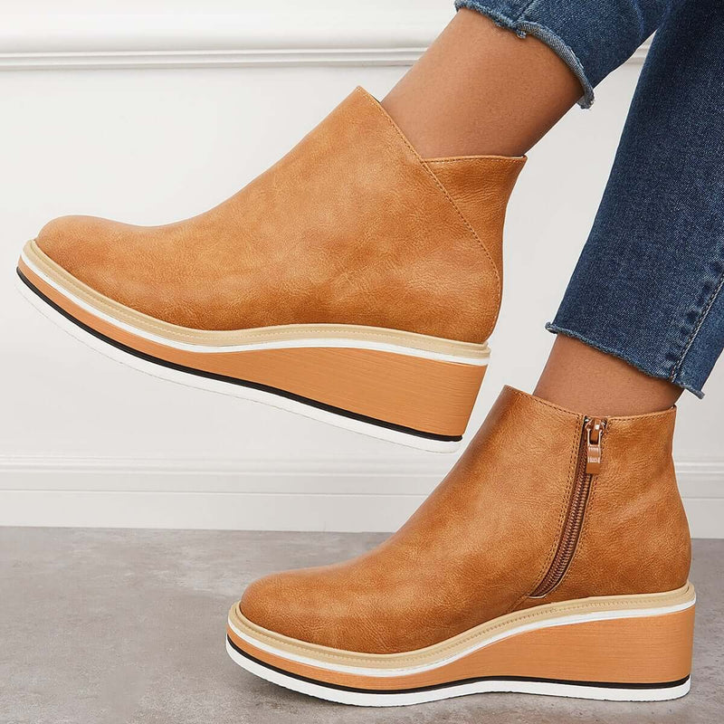 Stylish autumn wedge ankle boots – Mila