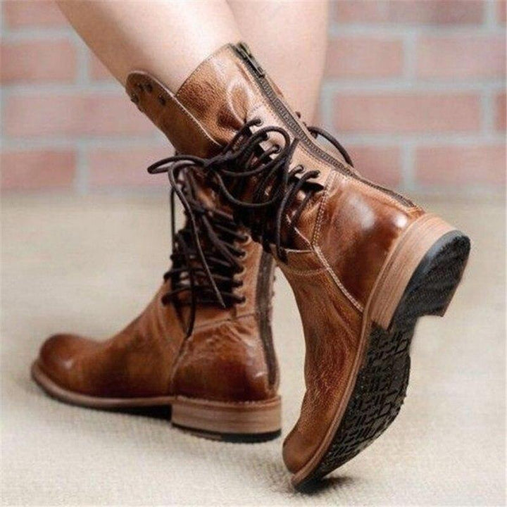 Brown Ladies Leather Lace-Up Boots – Freya