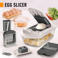 10-in-1 Vegetable Slicer with 8 Blades – Faster Cutting, Chopping, and Grating!-Grey-State of Style