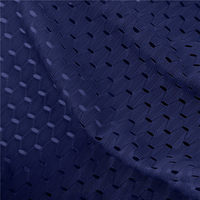 Close-up of navy perforated mesh fabric with a woven texture and small oval holes 4