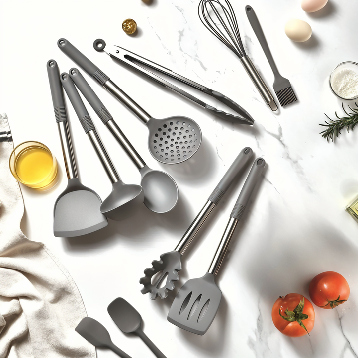 12-Piece Silicone Kitchen Utensil Set – Culinara Pro-Beige-State of Style