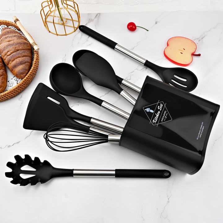 12-Piece Silicone Kitchen Utensil Set – Culinara Pro-Beige-State of Style