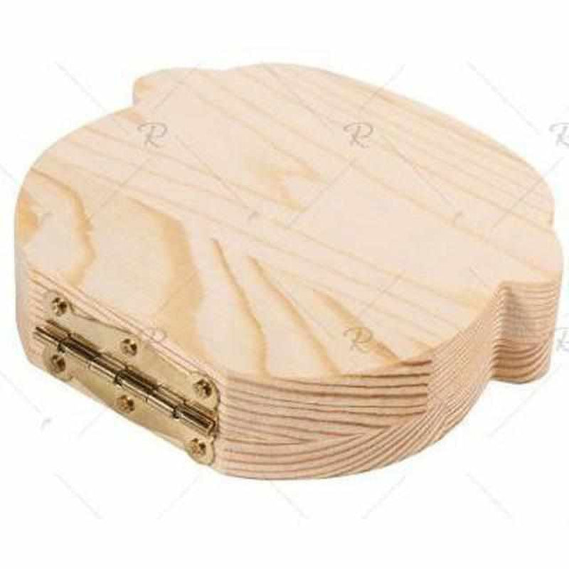 Wooden box for baby teeth with compartments, as a keepsake of the transition from baby to adult teeth.