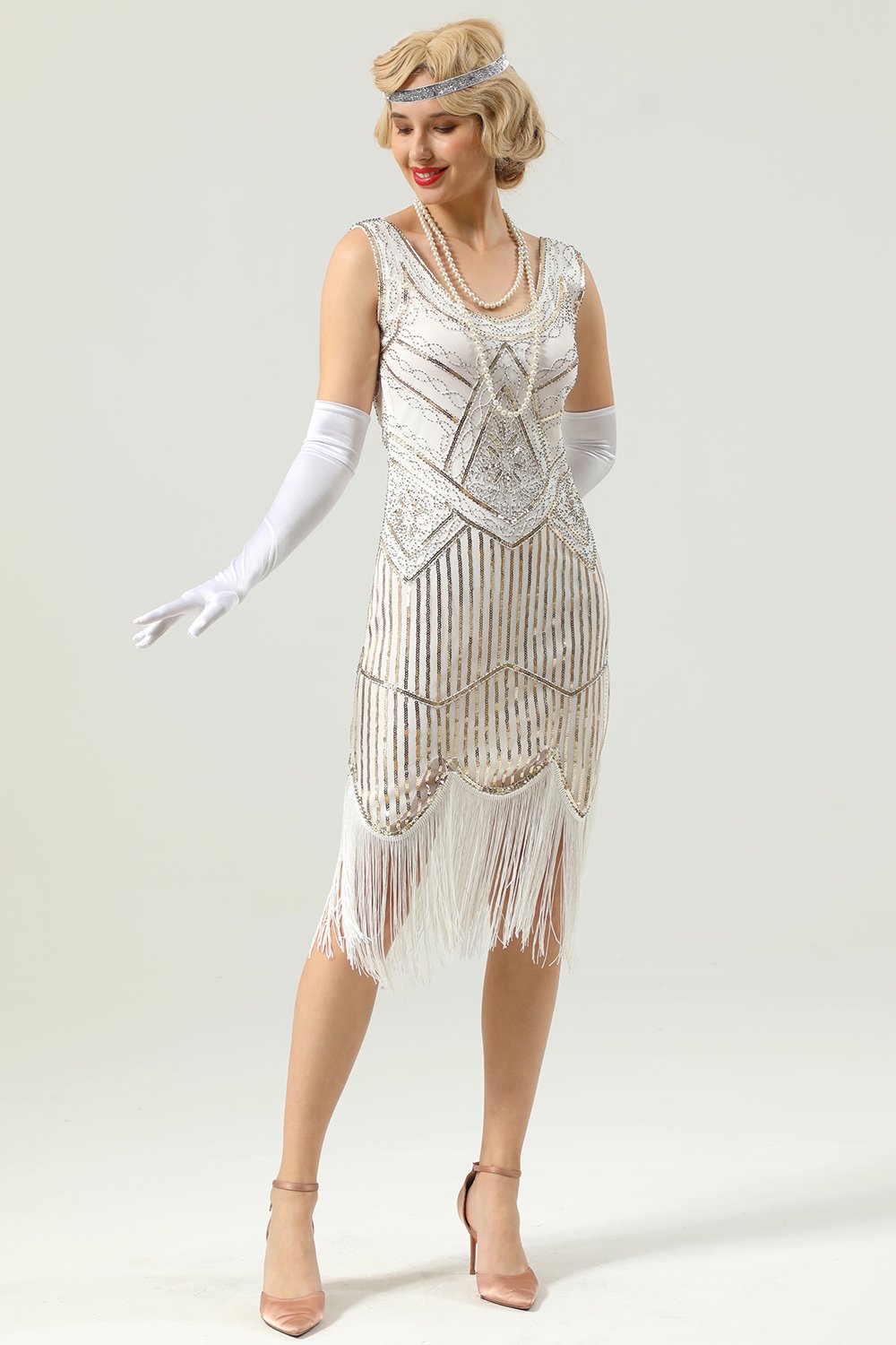 1920s Inspired Sleeveless Flapper Dress - Shawna