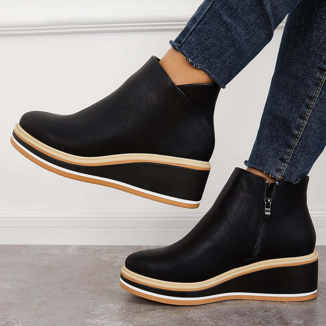 Stylish autumn wedge ankle boots – Mila