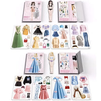 Magnetic dress-up dolls playset for children with clothes and storage box