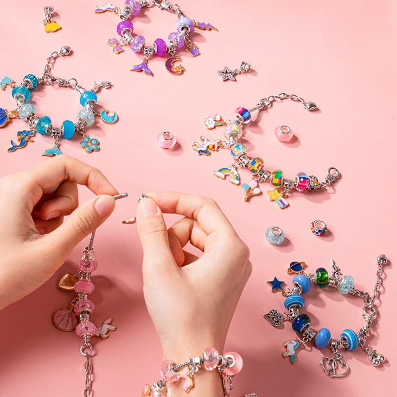 DIY bracelet craft kit for children with beads, charms and a gift box