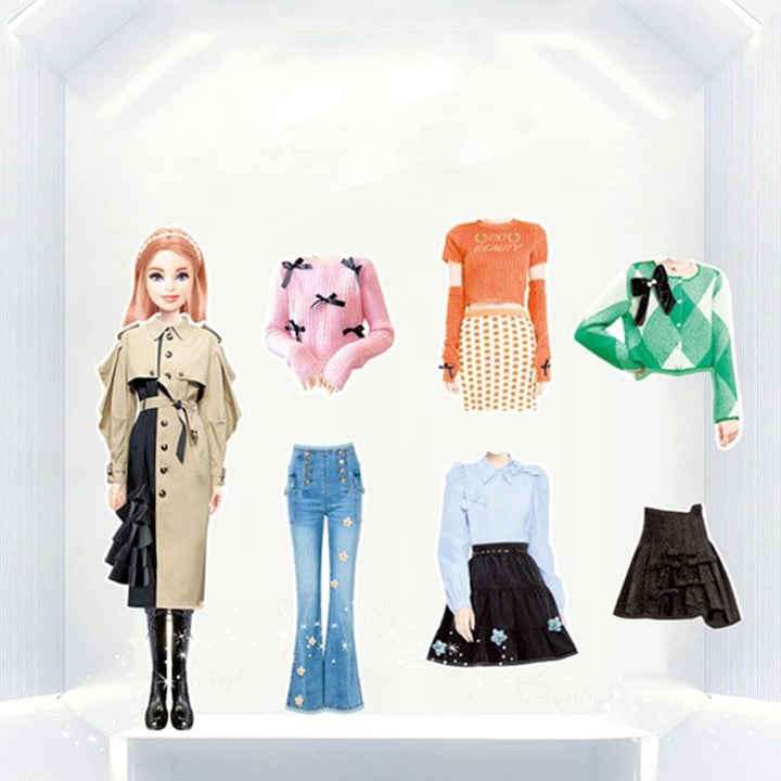Magnetic dress-up dolls playset for children with clothes and storage box