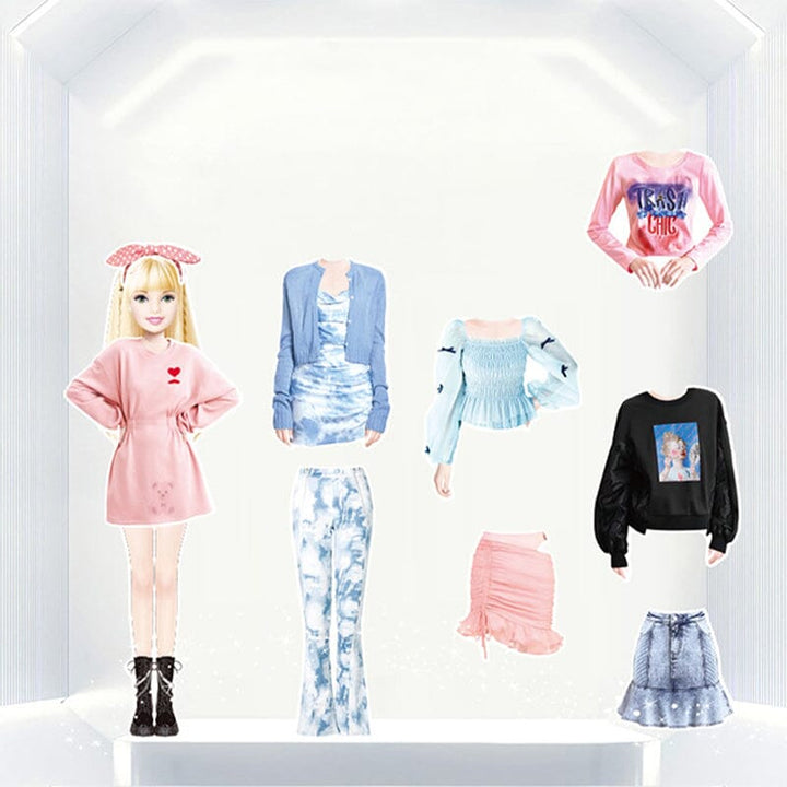 Magnetic dress-up dolls playset for children with clothes and storage box