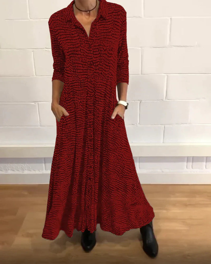 Long Loose Autumn Dress – Maris in Autumn Leaf Colours