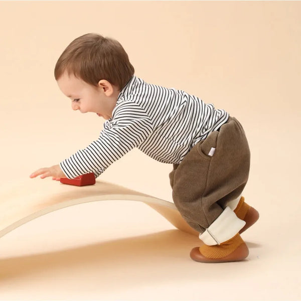 Autumnal non-slip toddler socks with rubber soles – buy one, get one free