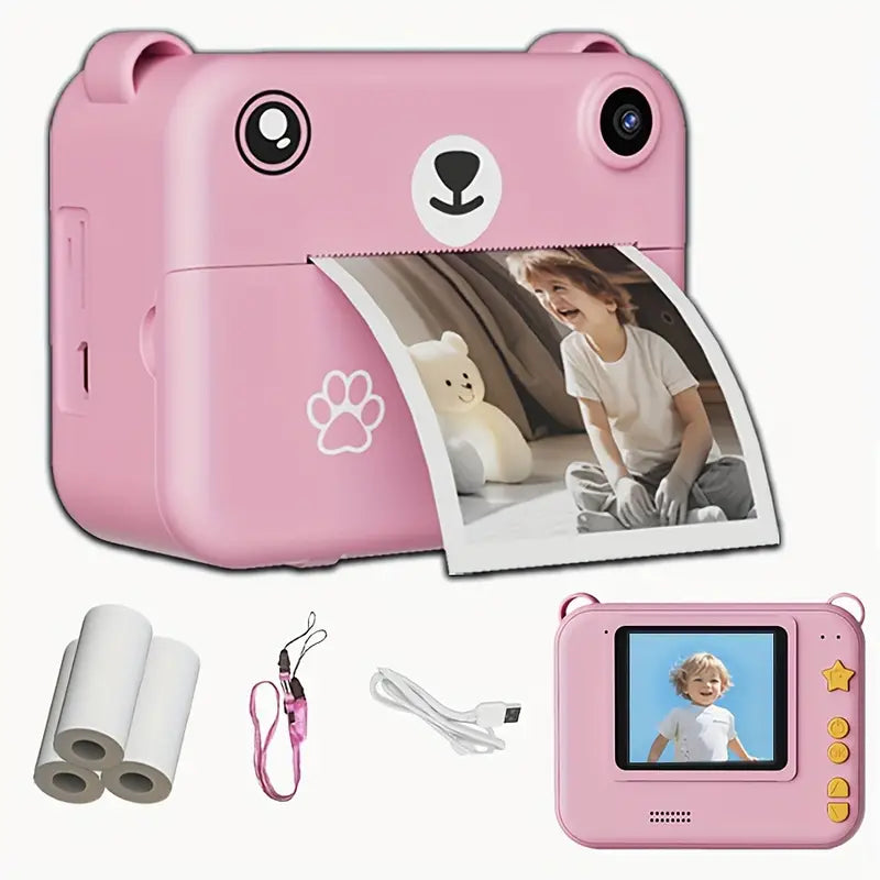 Instant camera for children with 1080p video, print function and accessories