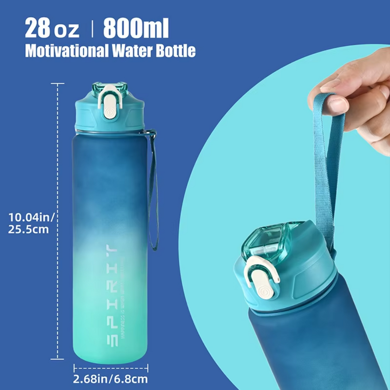 1L Large Capacity Leakproof Sports Water Bottle-Black White-State of Style