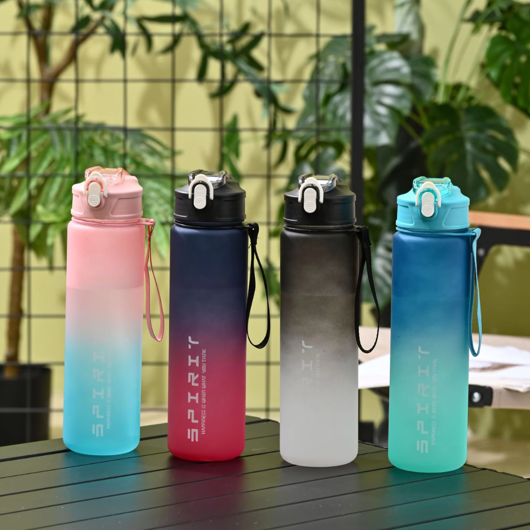 1L Large Capacity Leakproof Sports Water Bottle-Black White-State of Style