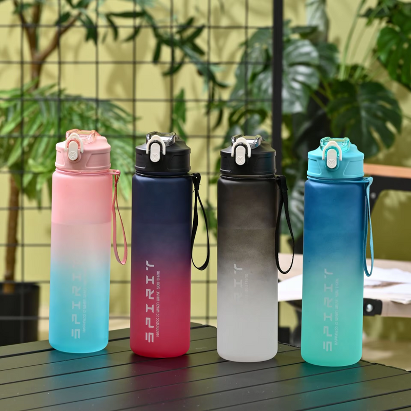 1L Large Capacity Leakproof Sports Water Bottle-Black White-State of Style