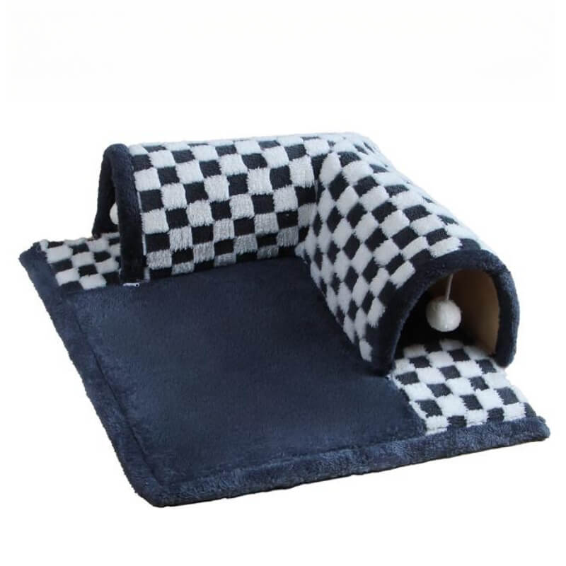 2-in-1 Cat Tunnel Bed - FurryFun-Black-S-State of Style