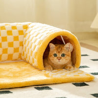 2-in-1 Cat Tunnel Bed - FurryFun-Yellow-S-State of Style