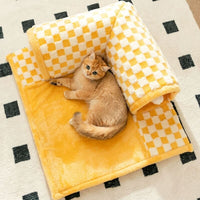 2-in-1 Cat Tunnel Bed - FurryFun-Yellow-S-State of Style