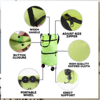 2-in-1 Convertible Shopping Bag with Wheels - CarryFlex-Green-State of Style