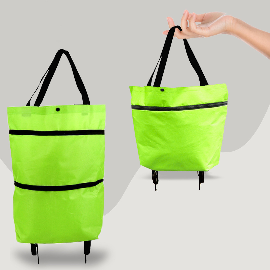 2-in-1 Convertible Shopping Bag with Wheels - CarryFlex-Green-State of Style