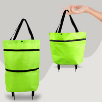 2-in-1 Convertible Shopping Bag with Wheels - CarryFlex-Green-State of Style