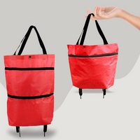 2-in-1 Convertible Shopping Bag with Wheels - CarryFlex-Red-State of Style