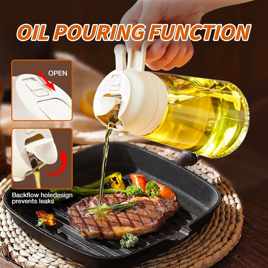 2-in-1 Olive Oil Spray - Premium 470mL Glass Bottle-Black-State of Style