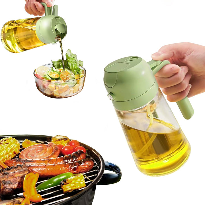 2-in-1 Olive Oil Spray - Premium 470mL Glass Bottle-Green-State of Style