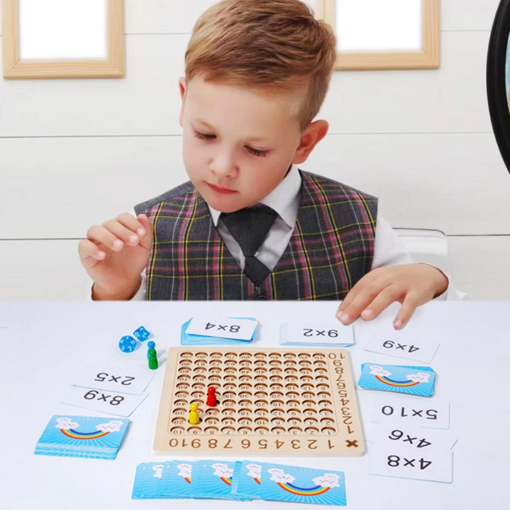 Wooden multiplication game for children with flashcards – Maximo