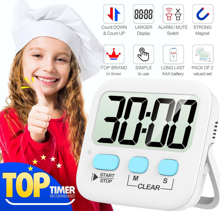 2-Pack Digital Kitchen Timers - KitchenTick-White-State of Style