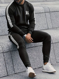 2-Piece Colour Block Sports Outfit Set - Elias-Black-S-State of Style