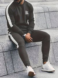 2-Piece Colour Block Sports Outfit Set - Elias-Charcoal-S-State of Style