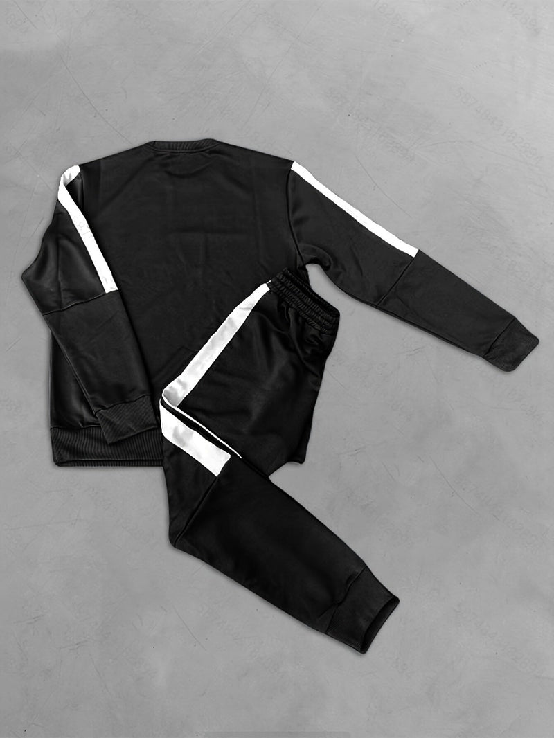 2-Piece Colour Block Sports Outfit Set - Elias-Charcoal-S-State of Style