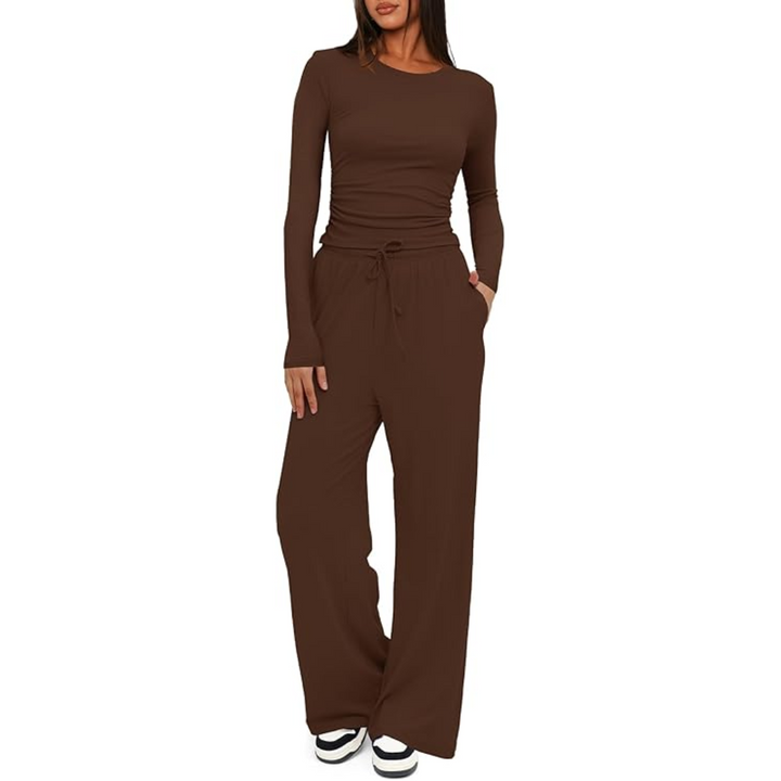 2-Piece Ladies Lounge Set - Lieke-Coffee-74 cm-XS-State of Style