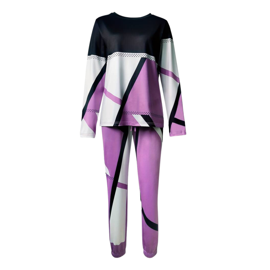 2-piece Set with O-neck and Long Pants - Sophie-Grey-S-State of Style