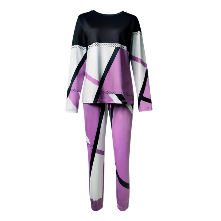 2-piece Set with O-neck and Long Pants - Sophie-Grey-S-State of Style