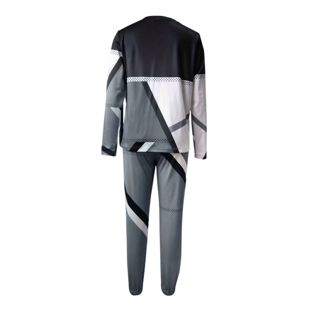2-piece Set with O-neck and Long Pants - Sophie-Grey-S-State of Style