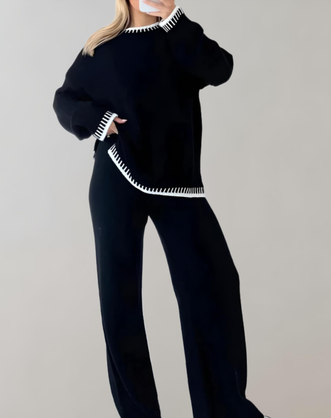 2-piece Women's Clothing Set - Sofia-Black-S-State of Style