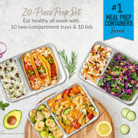 20-piece reusable 2-compartment food containers-Grey-State of Style
