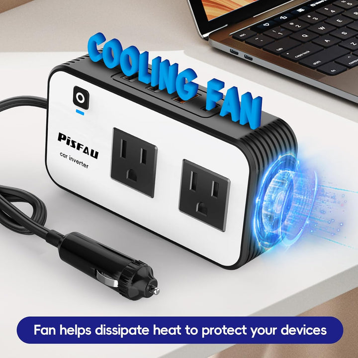 200W Car Inverter – DC 12V to 220V AC With USB-C & Fast Charger-200W-State of Style