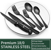 24-Piece Black Stainless Steel Cutlery Set-Round edge-State of Style