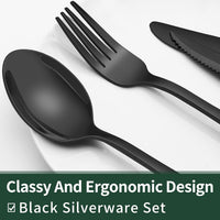24-Piece Black Stainless Steel Cutlery Set-Round edge-State of Style