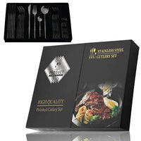 24-piece Stainless Steel Cutlery Set – Aurinox-Black 24-Piece with Gift Box-State of Style