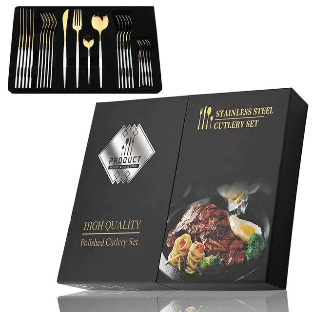24-piece Stainless Steel Cutlery Set – Aurinox-Silver-State of Style