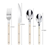 24-Piece Stainless Steel Cutlery Set with Engraved Design – BistroLine-Black-State of Style