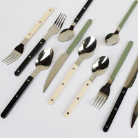 24-Piece Stainless Steel Cutlery Set with Engraved Design – BistroLine-Black-State of Style