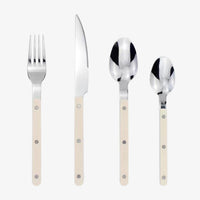 24-Piece Stainless Steel Cutlery Set with Engraved Design – BistroLine-White-State of Style