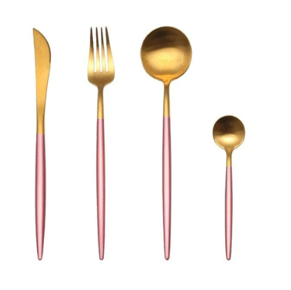 24-Piece Stainless Steel Gold-Silver Luxury Cutlery - RoyalGlow-Black-State of Style