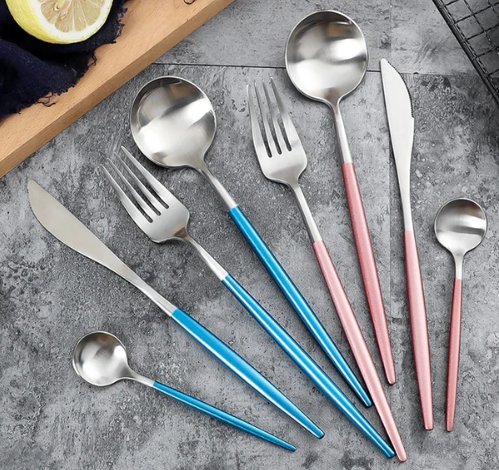 24-Piece Stainless Steel Gold-Silver Luxury Cutlery - RoyalGlow-Black-State of Style